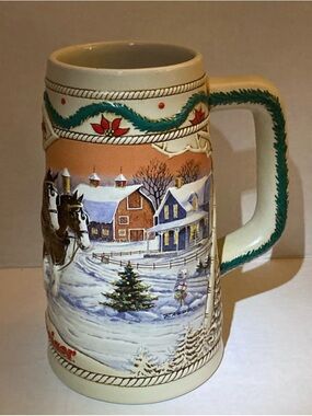 1996 Budweiser “American Homestead “ 3D relief Clydesdale Beer stein